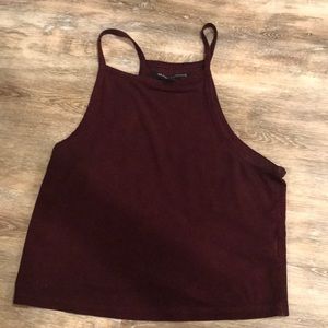 Brandy Melville Burgundy suede crop top